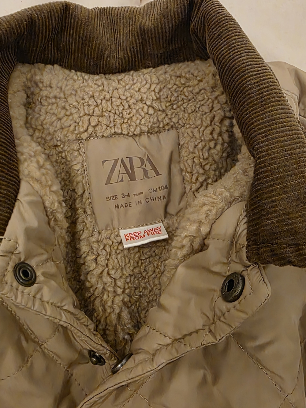 Zara Beige Sherpa-Lined Jacket 3/4 - Picture 4 of 4